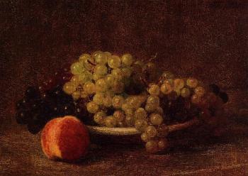 Henri Fantin-Latour : Still Life with Grapes and a Peach